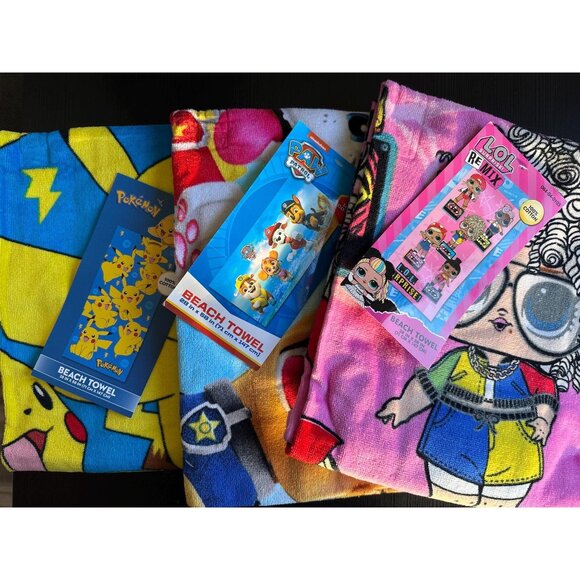 Pokémon Pikachu Towel | LOL Towel | Paw Patrol Towel | 100% Cotton | 28"x58". - Picture 1 of 6